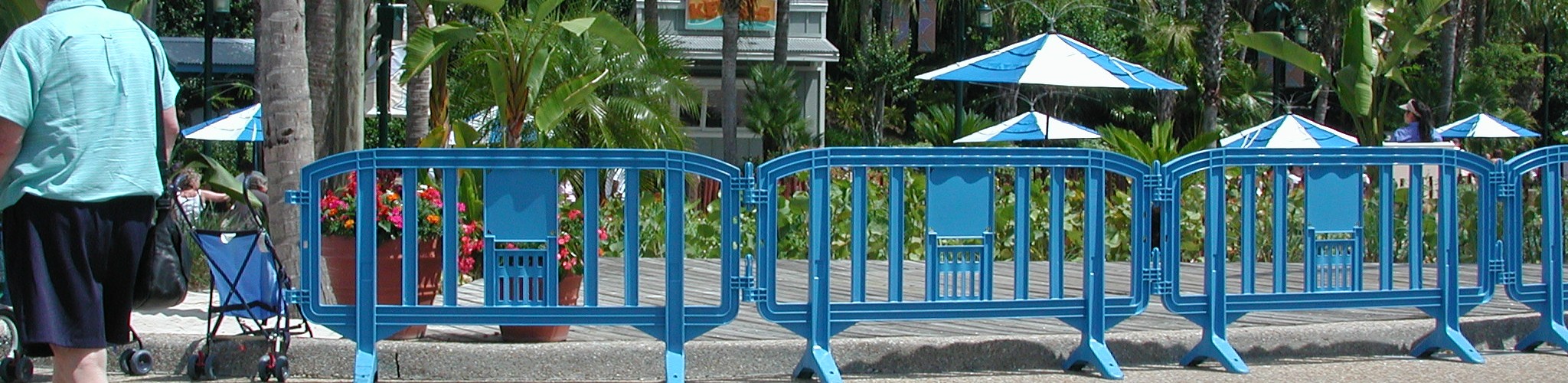 Blue Plastic Crowd Control Barriers.