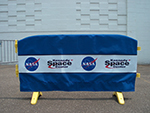 Movit Plastic Barriers Covered with a Custom Printed Barrier Jacket